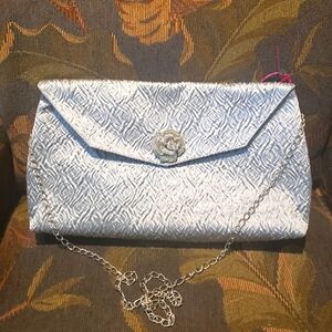 Handmade envelope purse with rhinestone rose embossed floral New!
